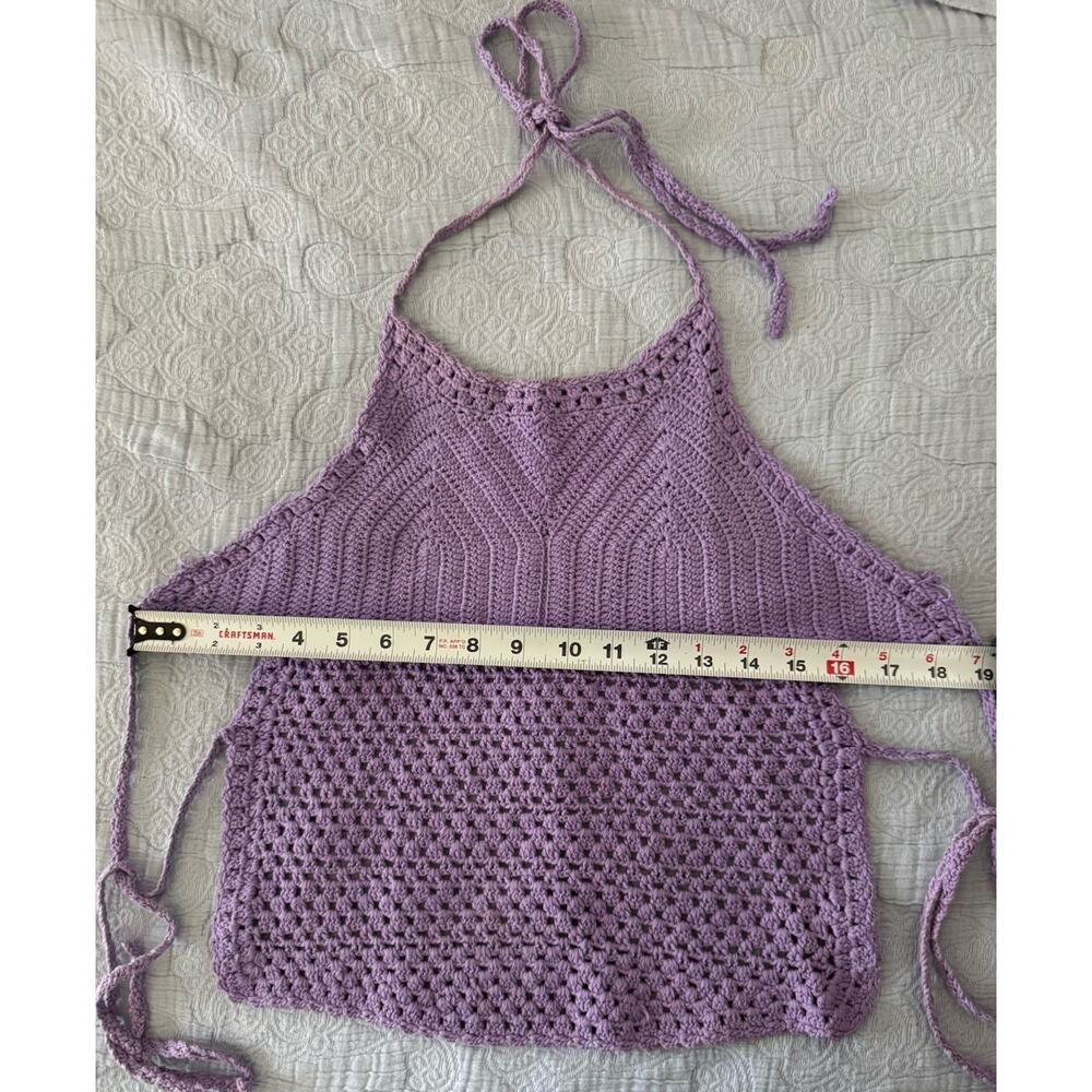 Vintage Bisou Bisou Purple Crochet Tank Halter Top Y2K Boho 90s Sz S - Picture 4 of 6